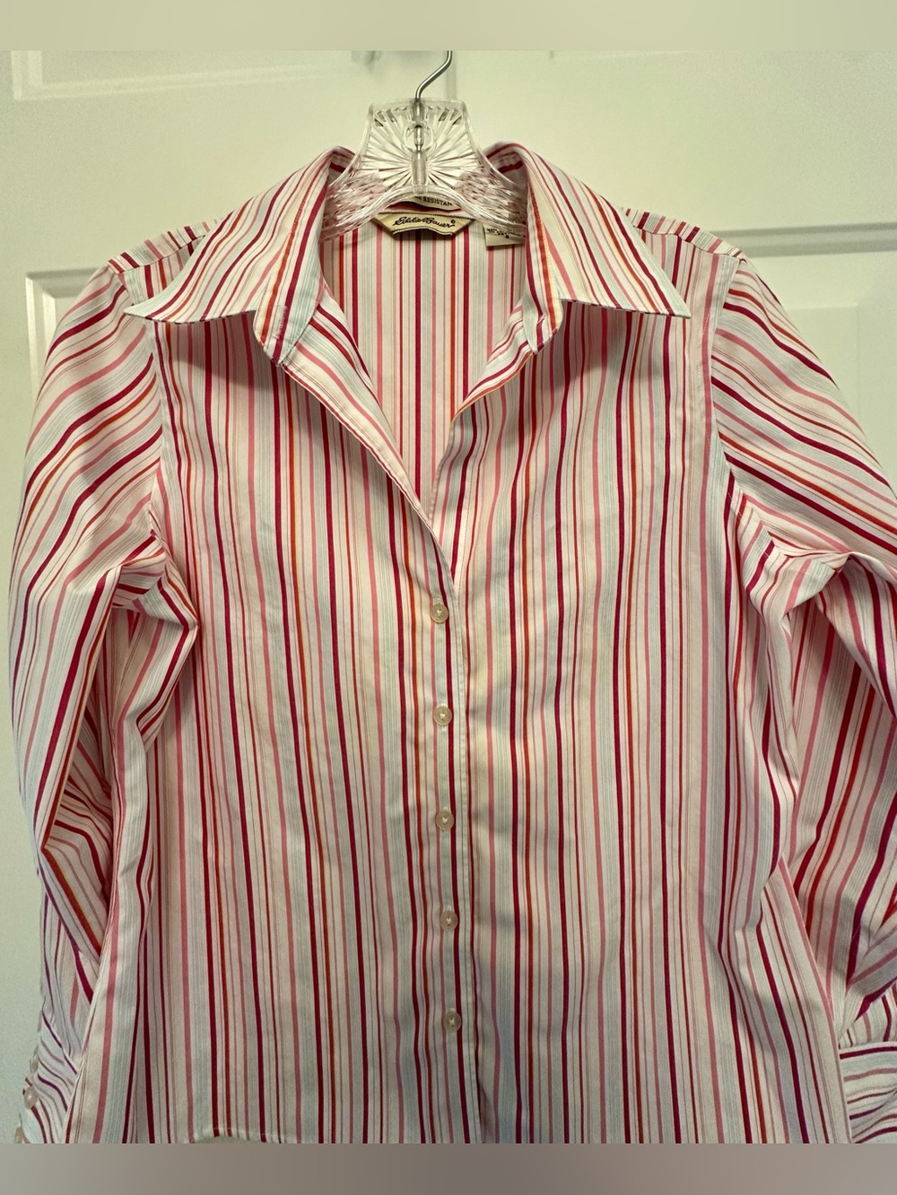 Eddie Bauer Wrinkle Resistant Striped Button Front Shirt Women’s Petite Small